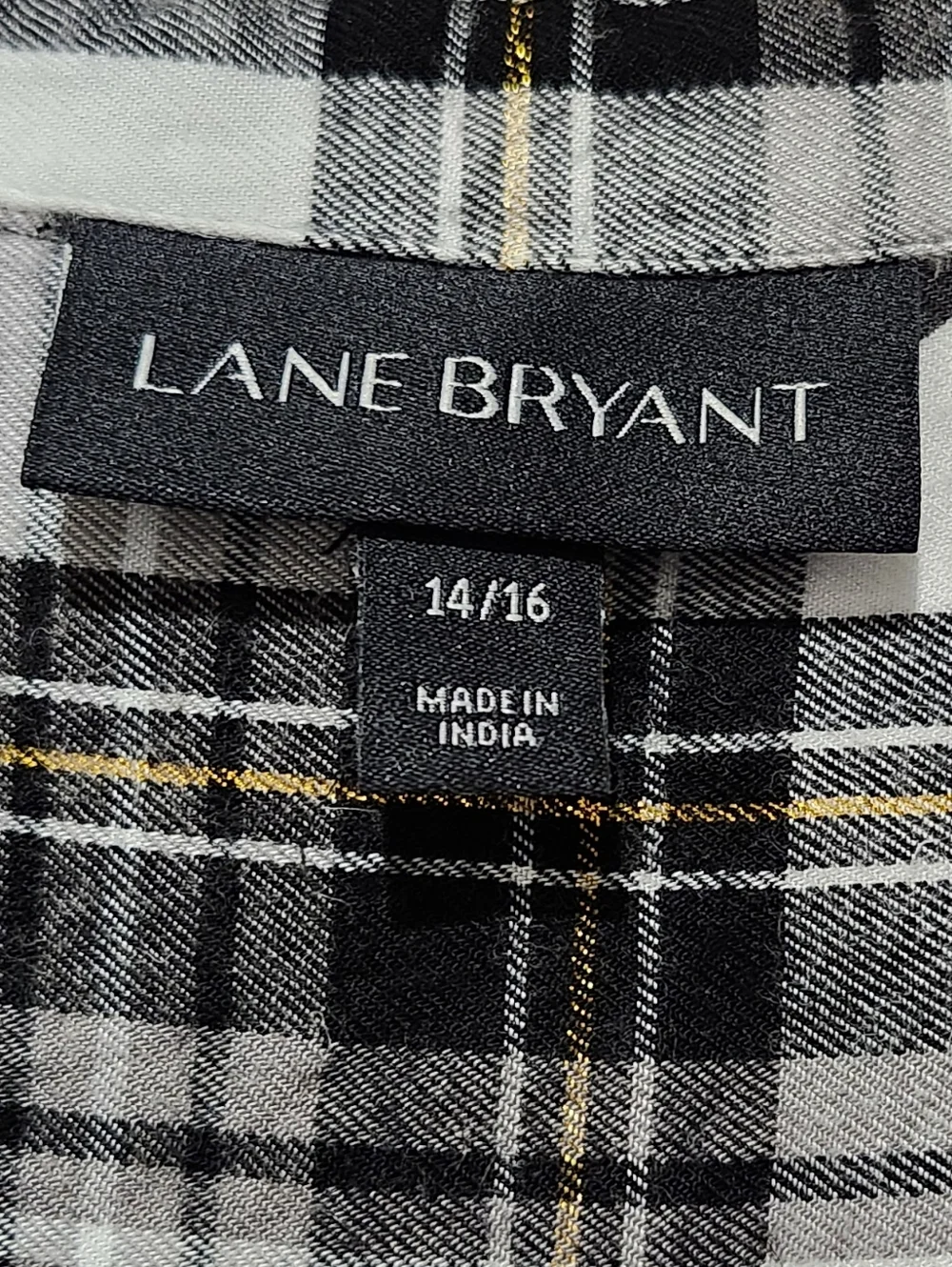 Lane Bryant Flannel Twilight Star Plaid No-Peek Button-Front Top Size 14/16